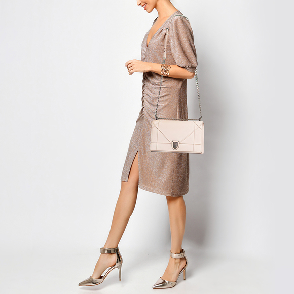 DIOR Light Peach Leather Medium ama Flap Shoulder Bag - Picture 2 of 8